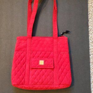 Red Handbag - Quilted - Faux Suede